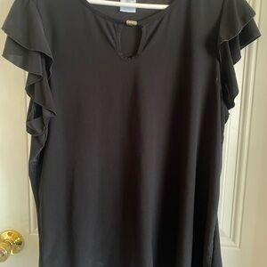 Elegant Black Ruffle Sleeve Blouse